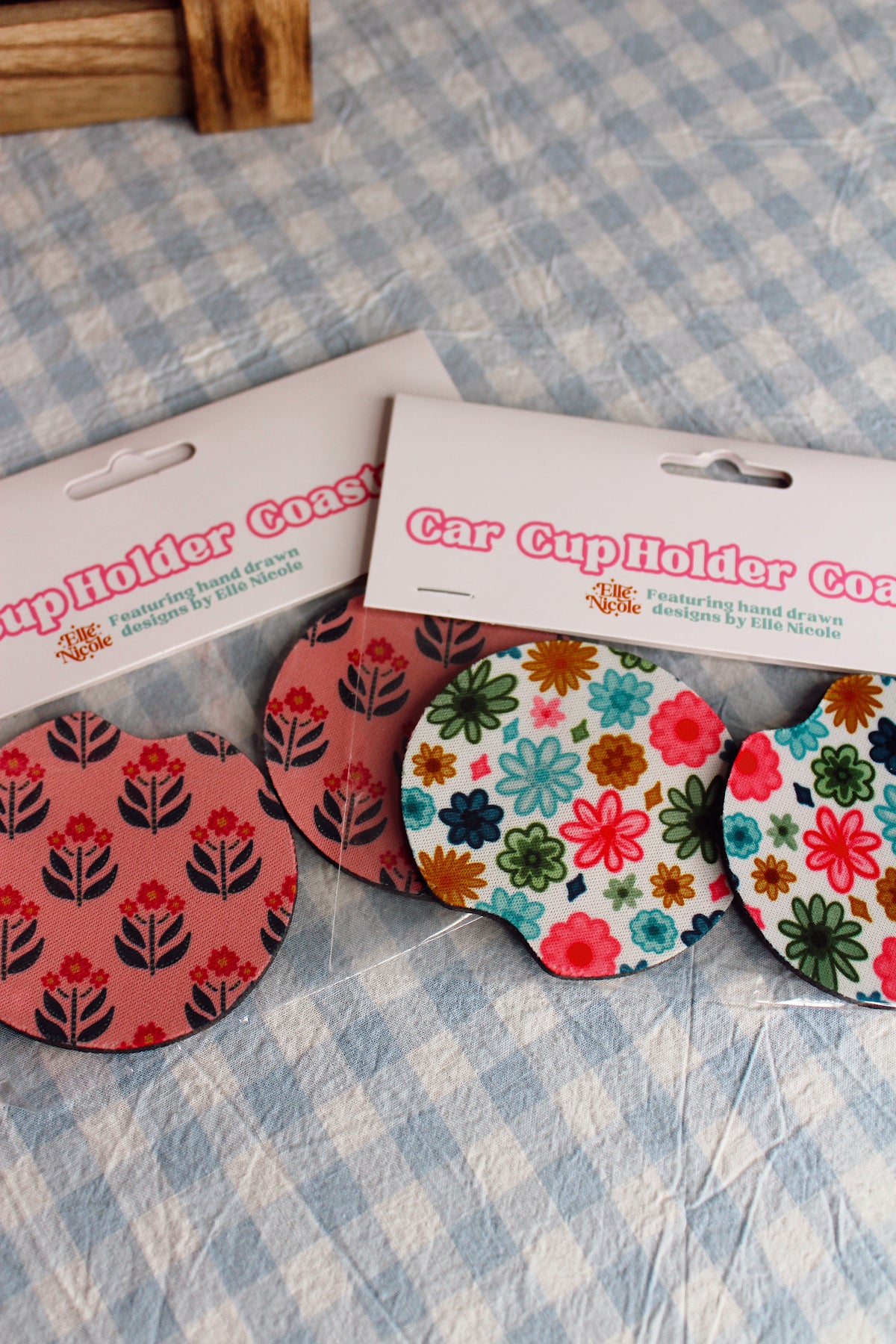 Whimsy Floral Car Cupholder Coasters