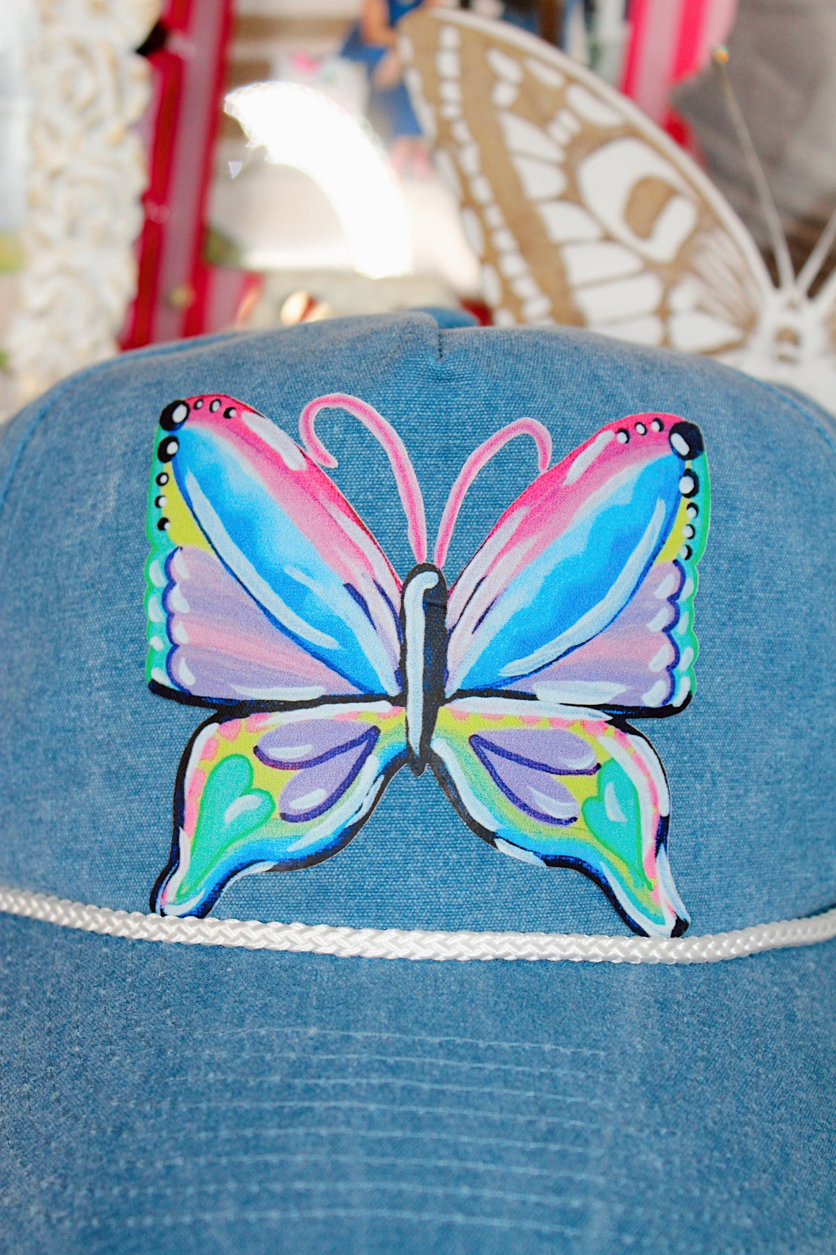 Denim Butterfly Fly Away Trucker Hat