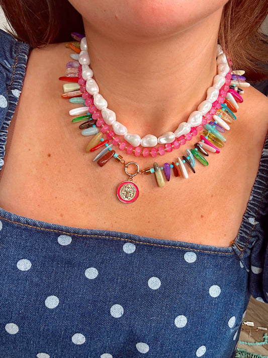 Daylen Multi Stone Charm Necklace