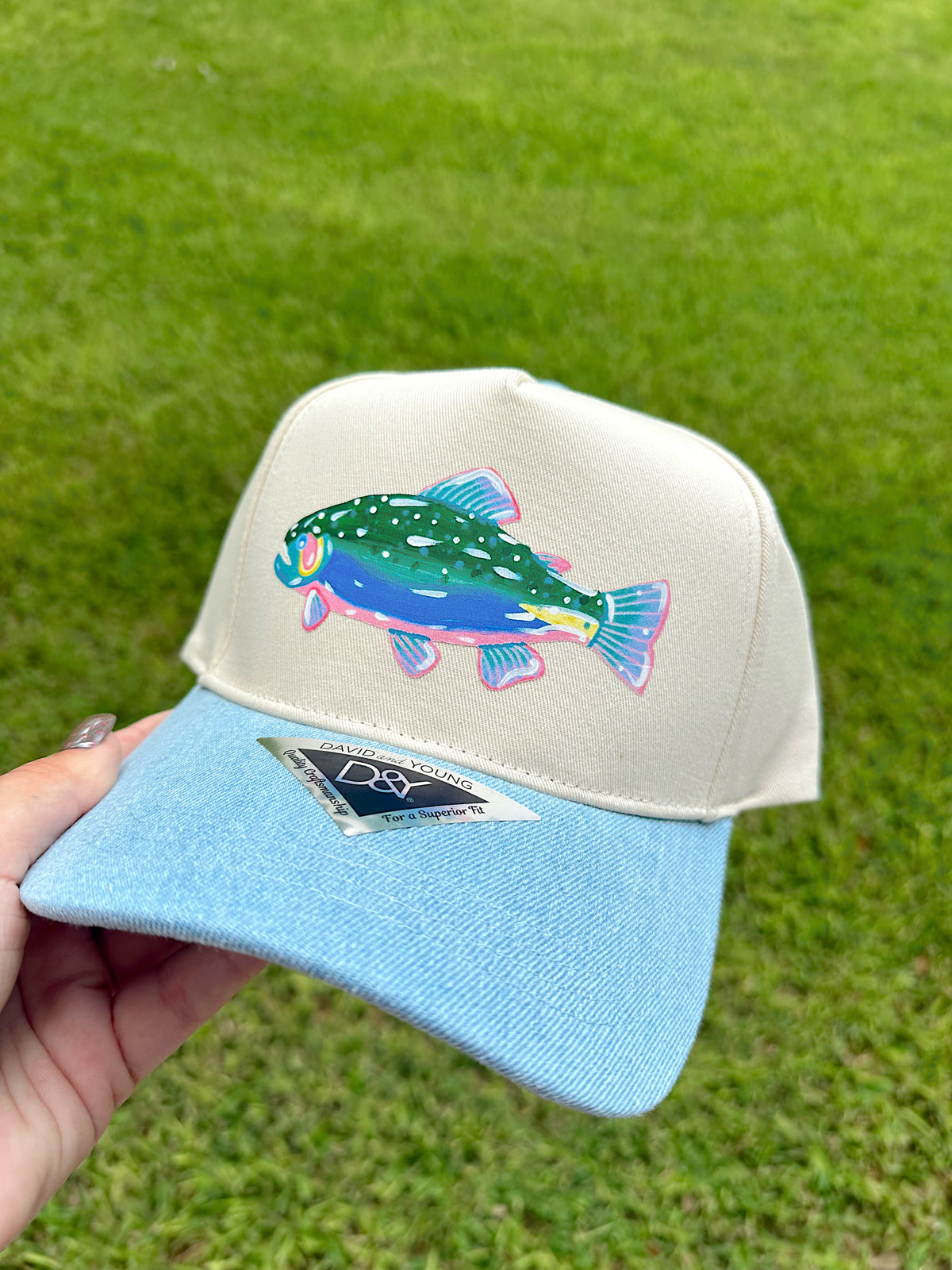 Fish Tales Denim Trucker Hat