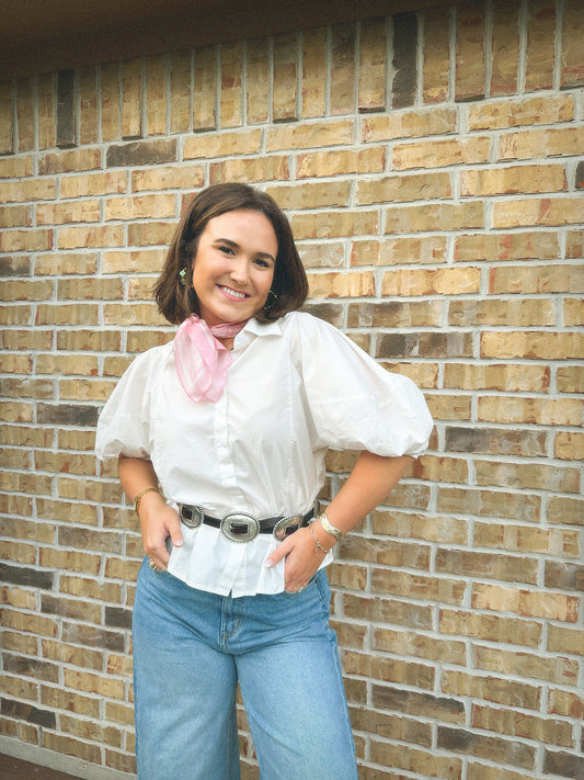 Whitney White Button Up Blouse