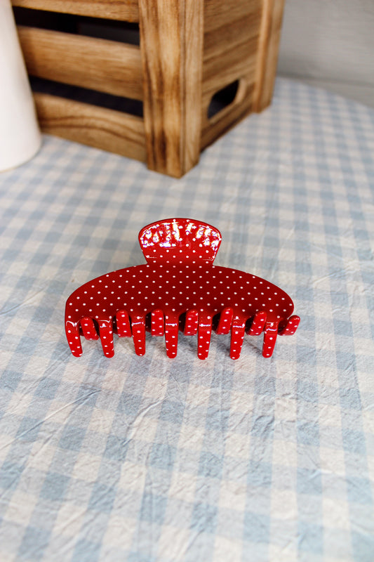 Red Polka Dot Claw Clip