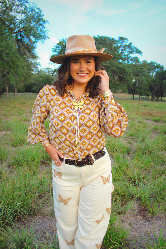 Sage Medallion Blouse