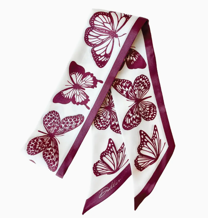 White/Maroon Butterfly Fly Away Twilly