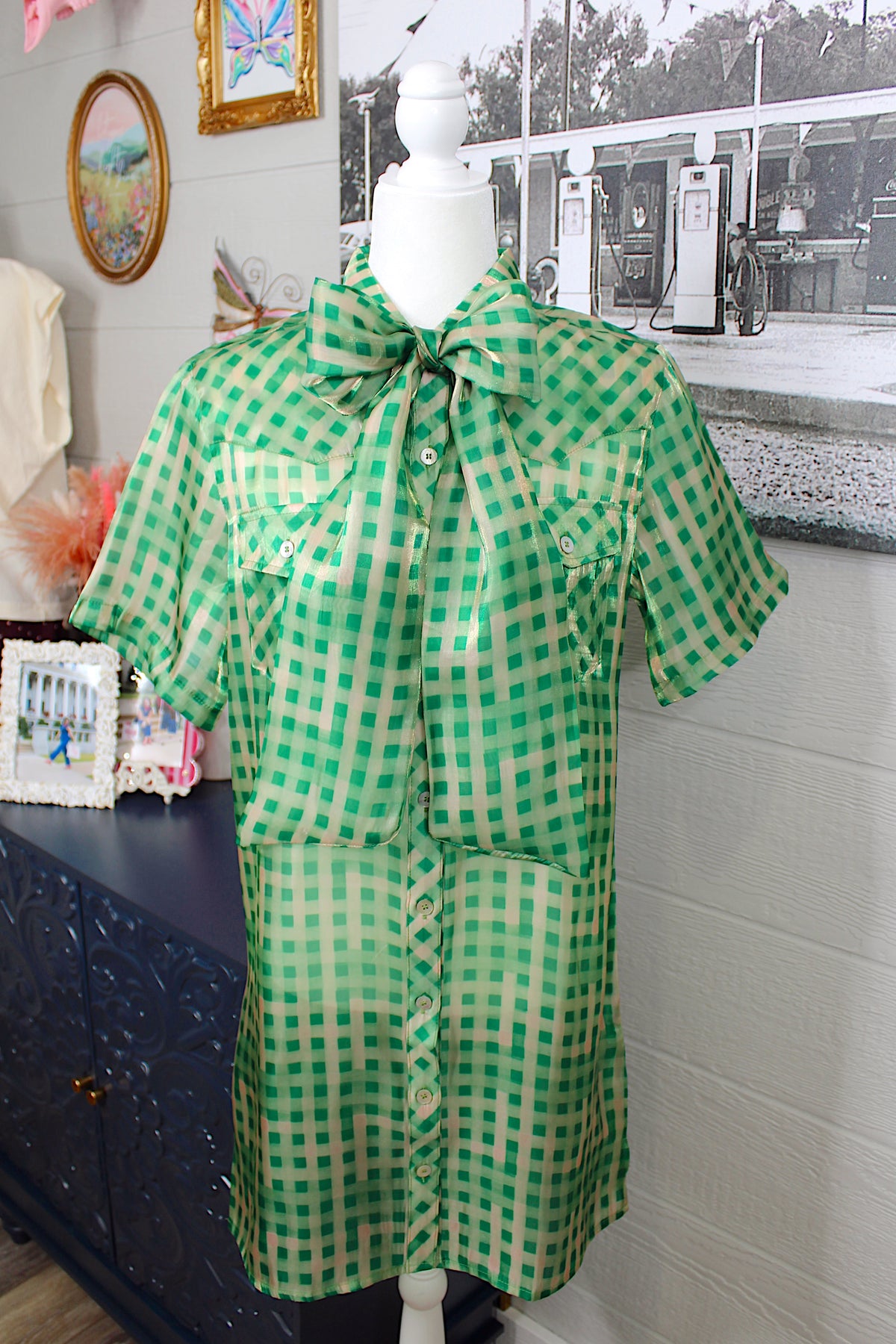 Jolene Gingham Sheer Dress