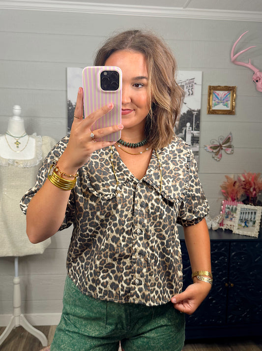 Cheetah Peter Pan Collar Top