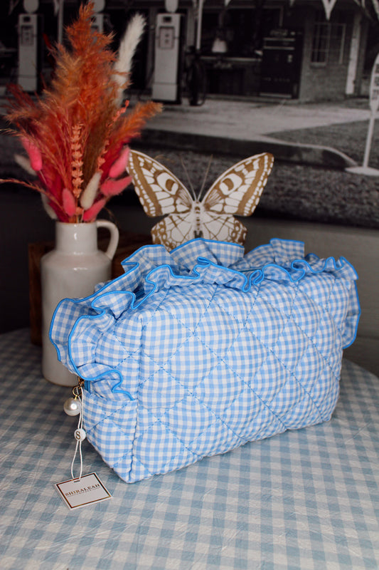 Blue Gingham Large Pouch