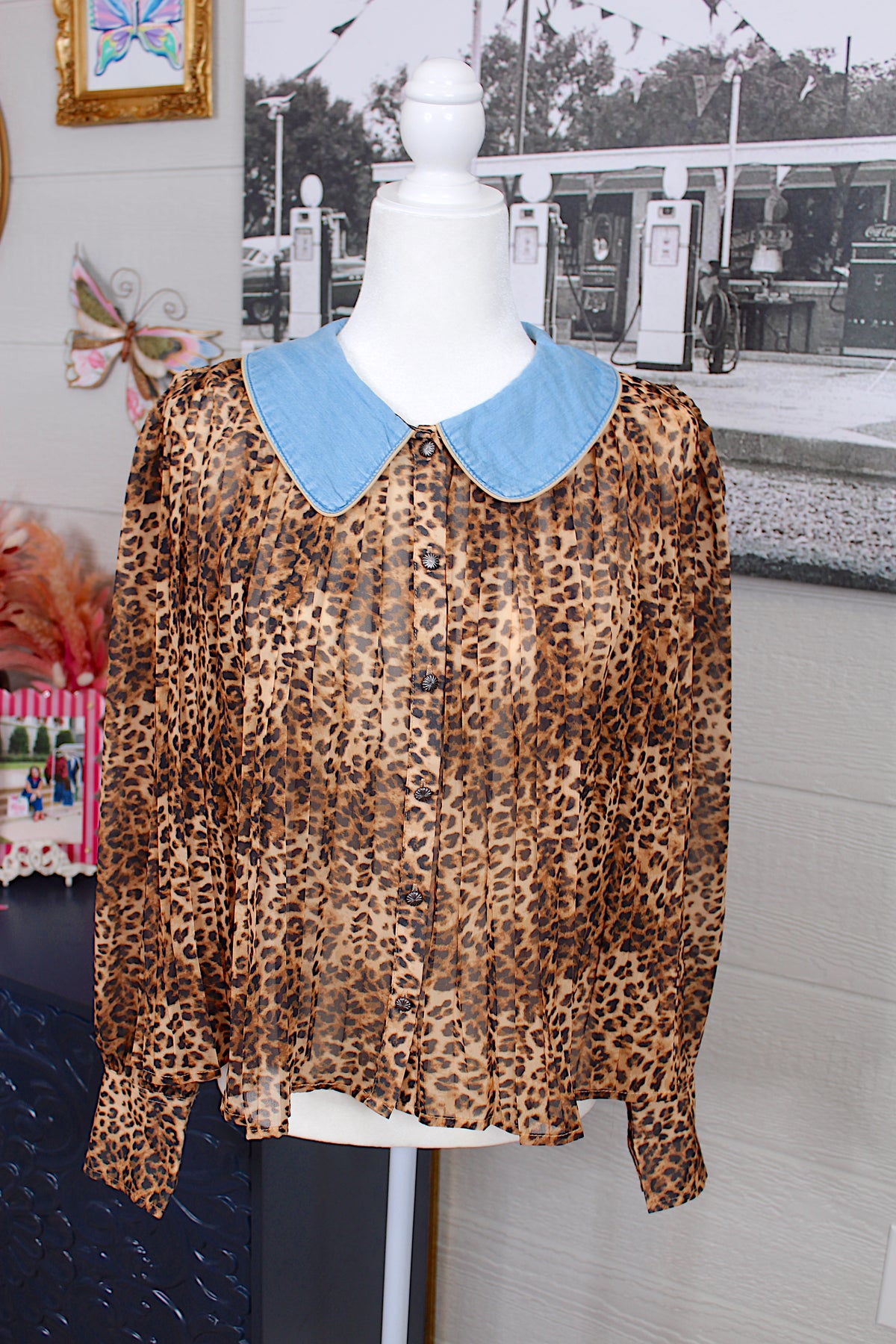 Denim Cheetah Blouse