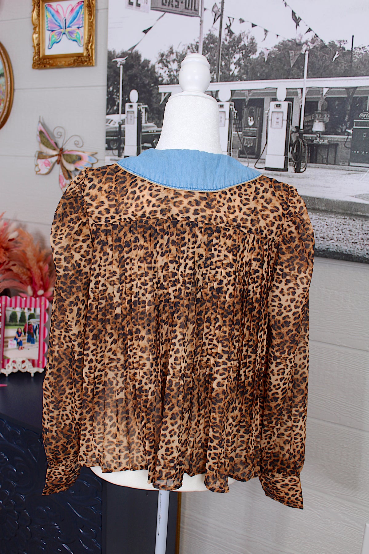 Denim Cheetah Blouse