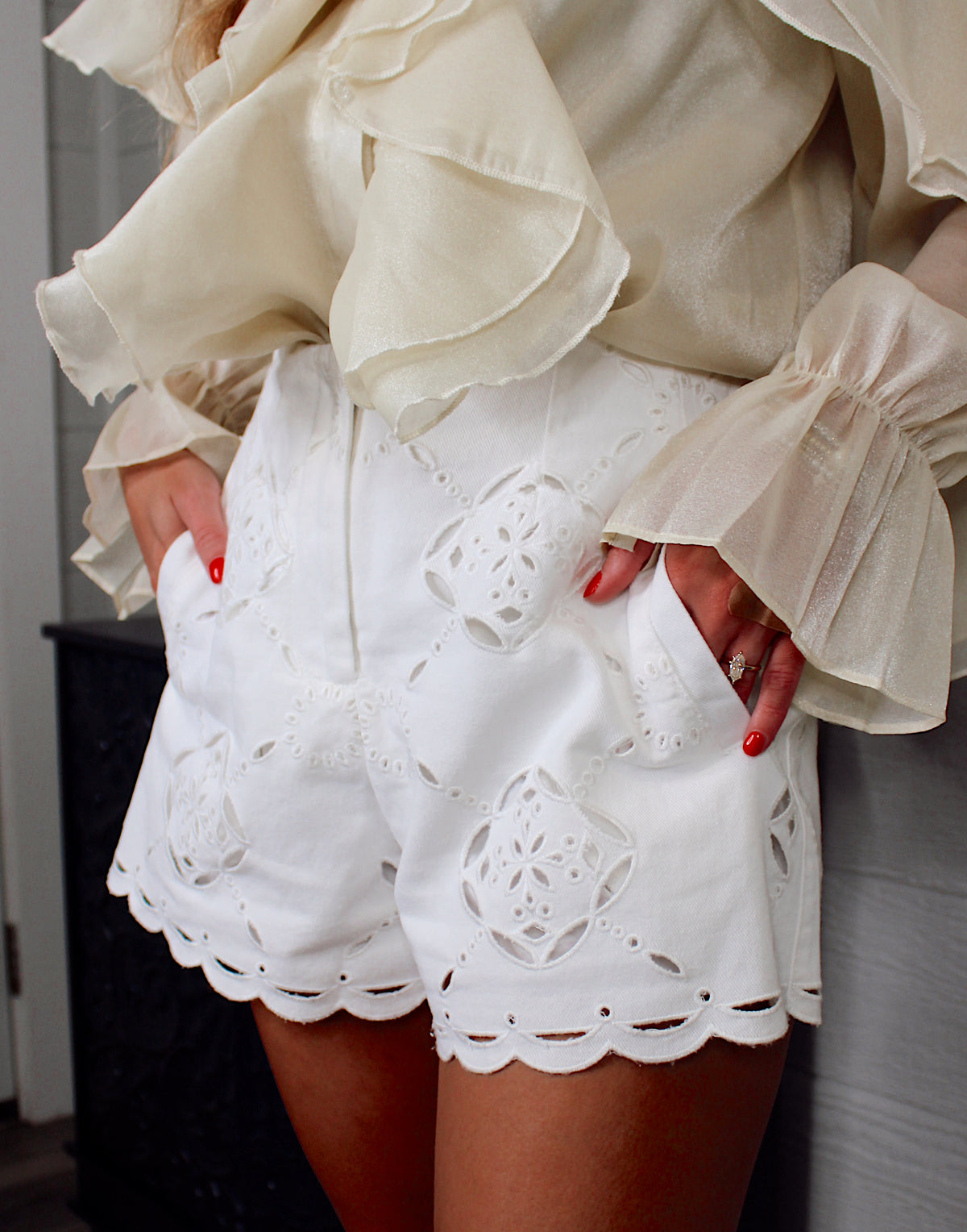 White Denim Daisy Short
