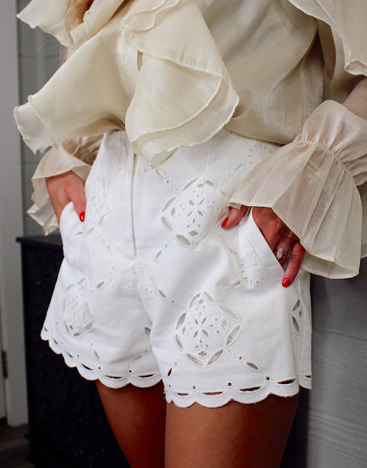 White Denim Daisy Short