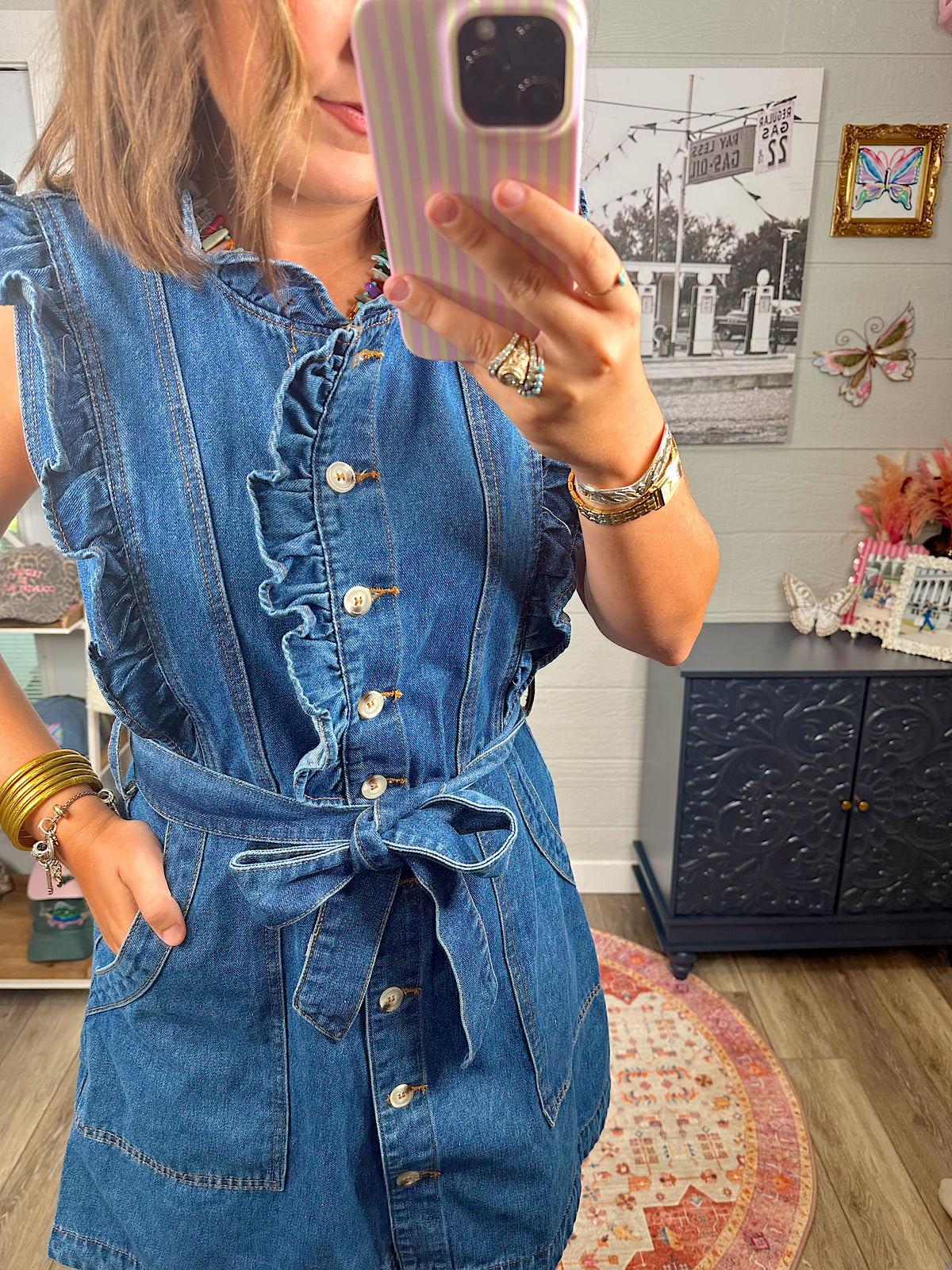 Ellie Denim Ruffle Dress