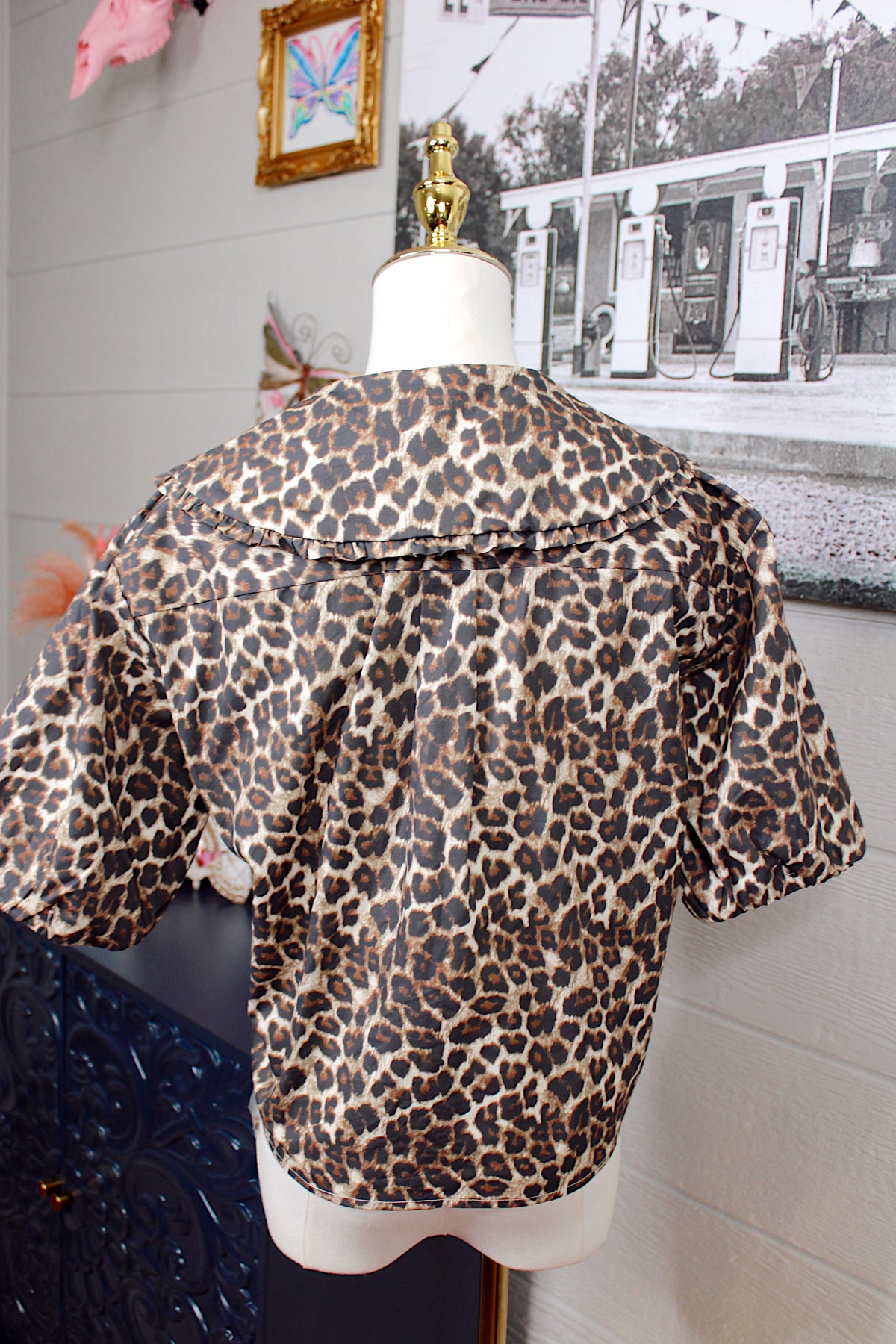 Cheetah Peter Pan Collar Top