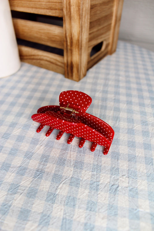 Red Polka Dot Claw Clip