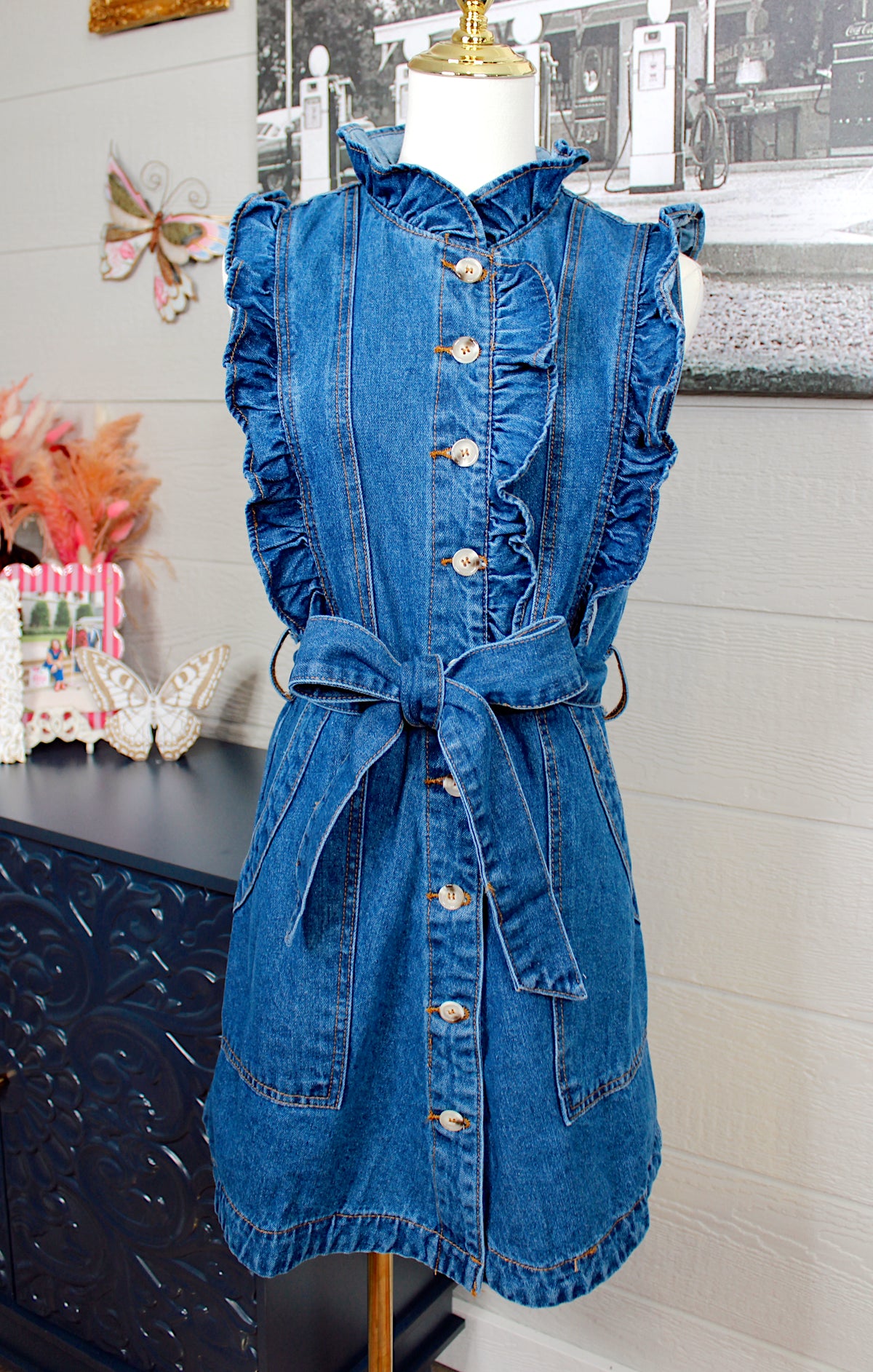 Ellie Denim Ruffle Dress