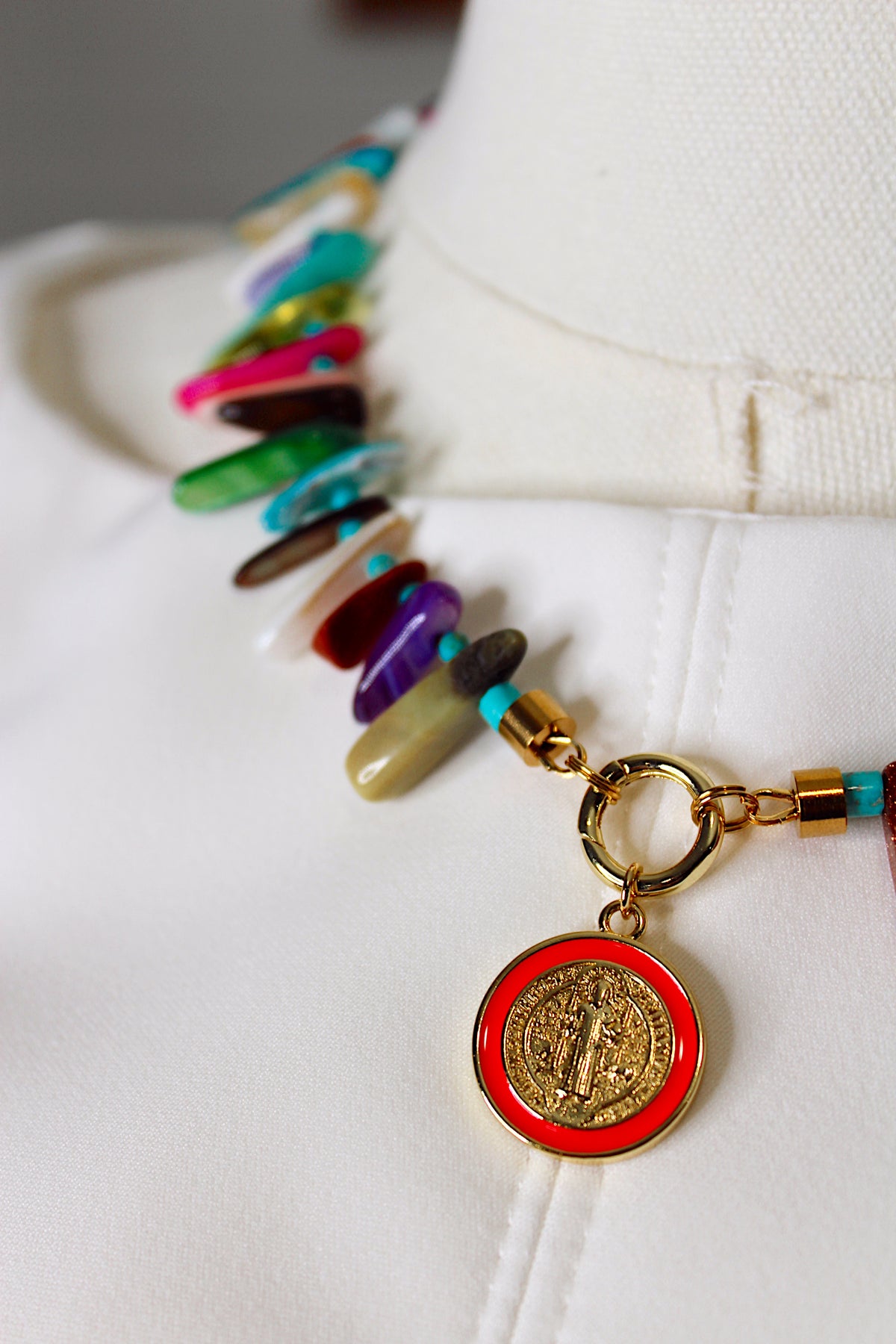 Daylen Multi Stone Charm Necklace