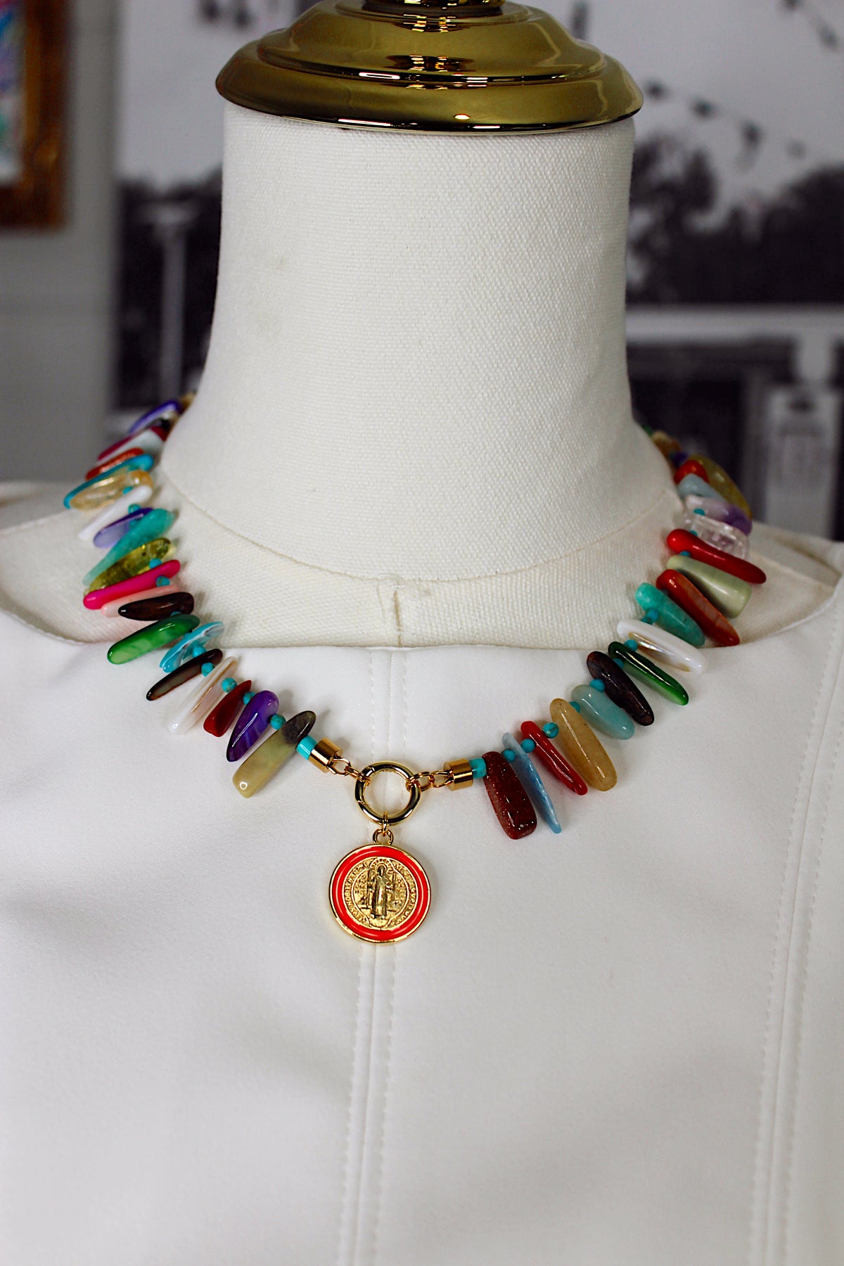 Daylen Multi Stone Charm Necklace