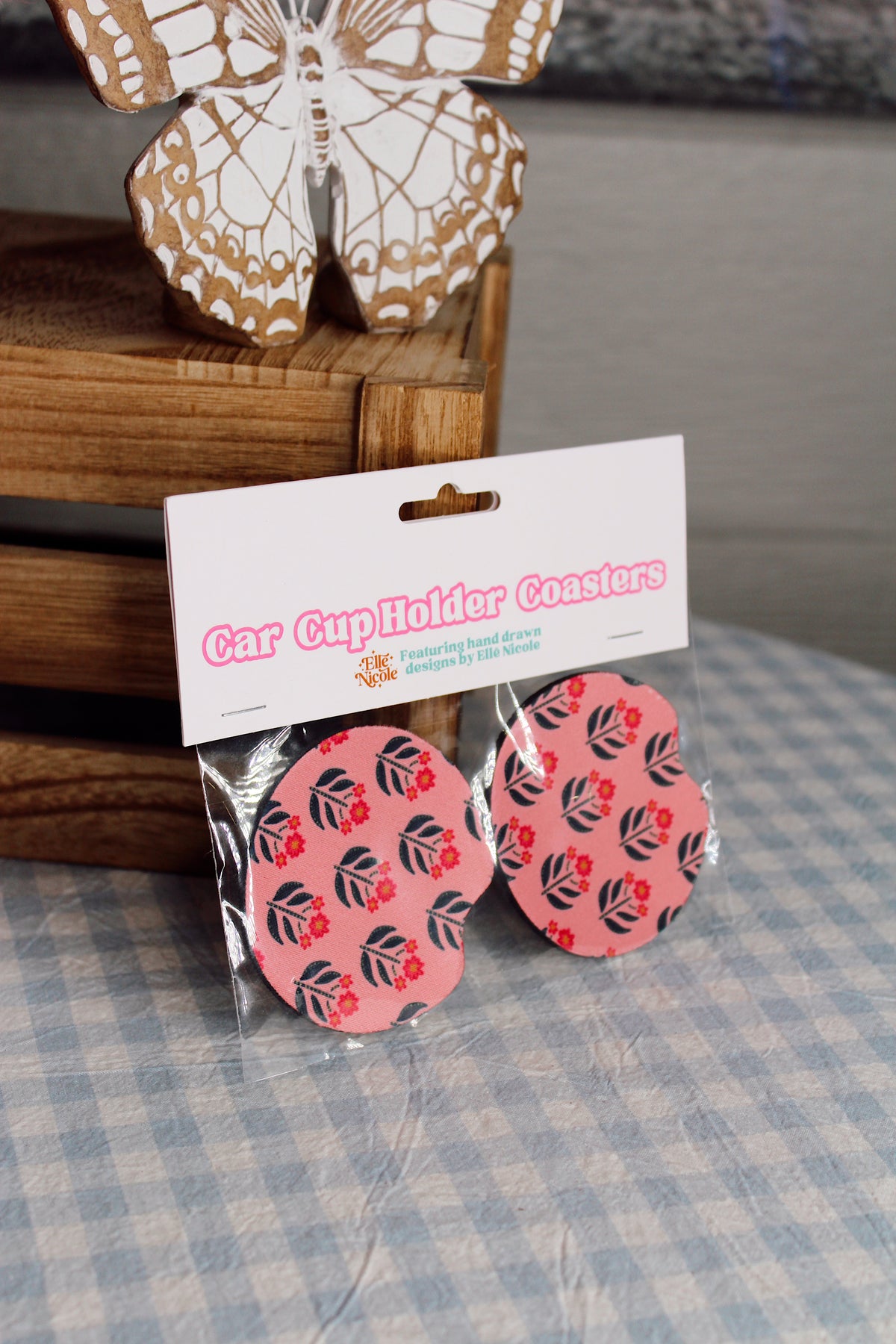 Whimsy Floral Car Cupholder Coasters