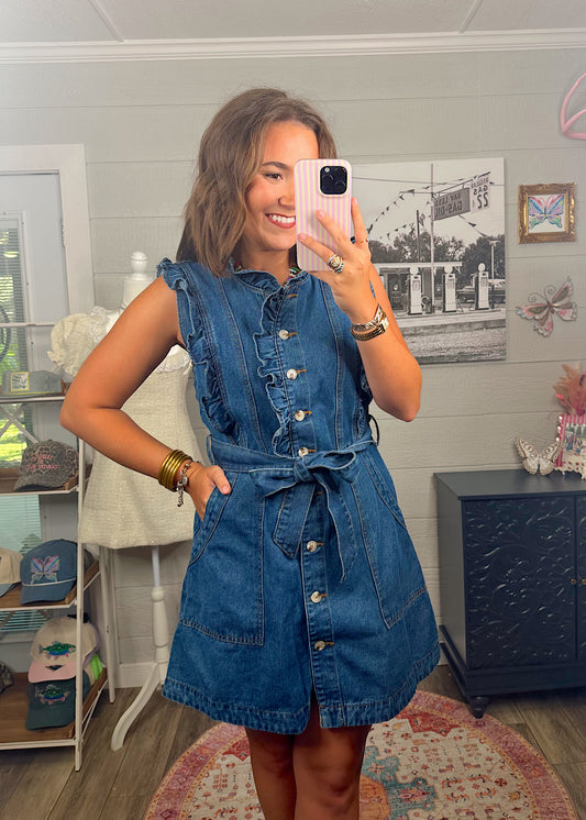 Ellie Denim Ruffle Dress
