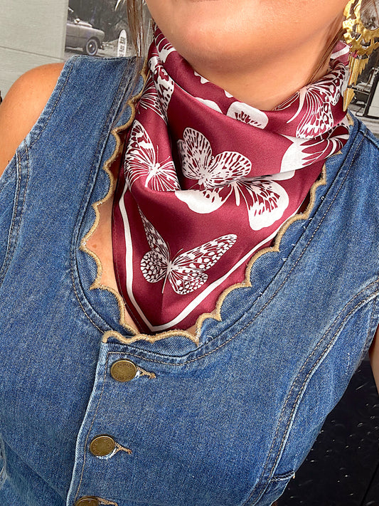 Maroon Butterfly Fly Away Wild Rag