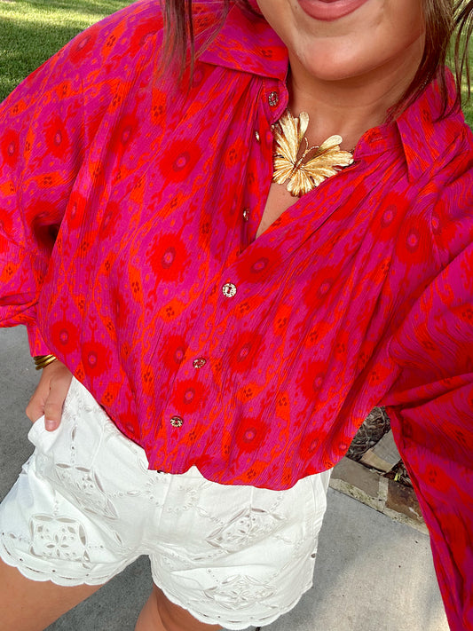 Ruby Abstract Blouse