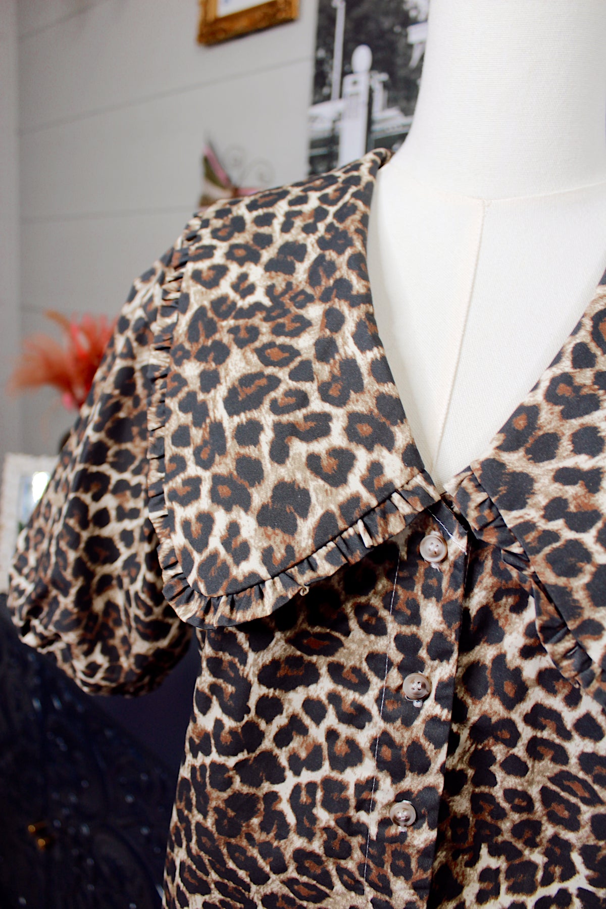 Cheetah Peter Pan Collar Top