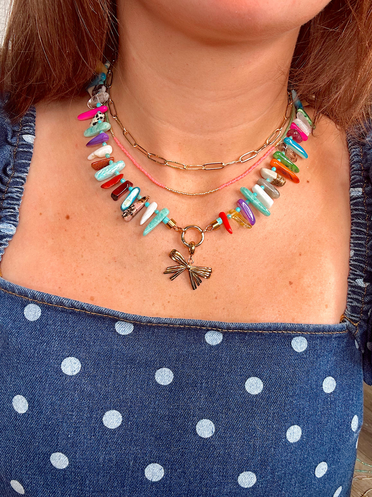 Daylen Multi Stone Charm Necklace