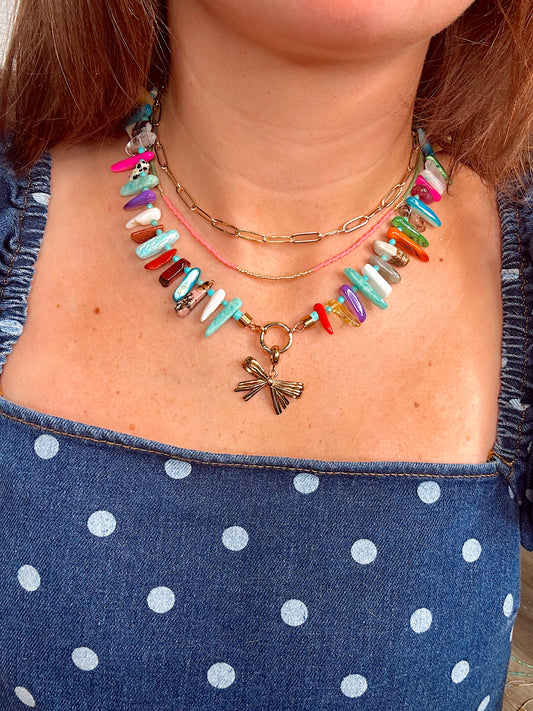 Daylen Multi Stone Charm Necklace
