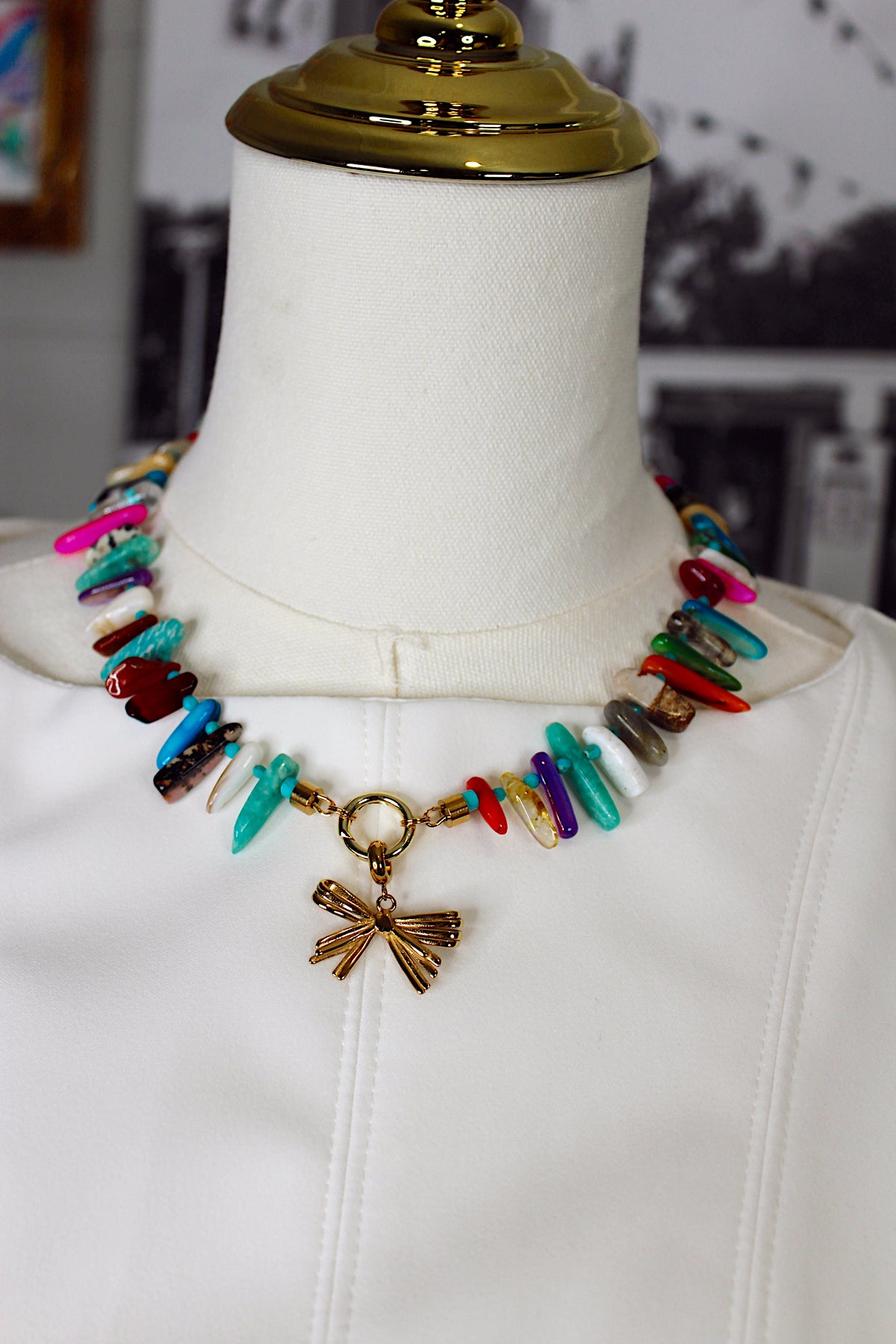 Daylen Multi Stone Charm Necklace