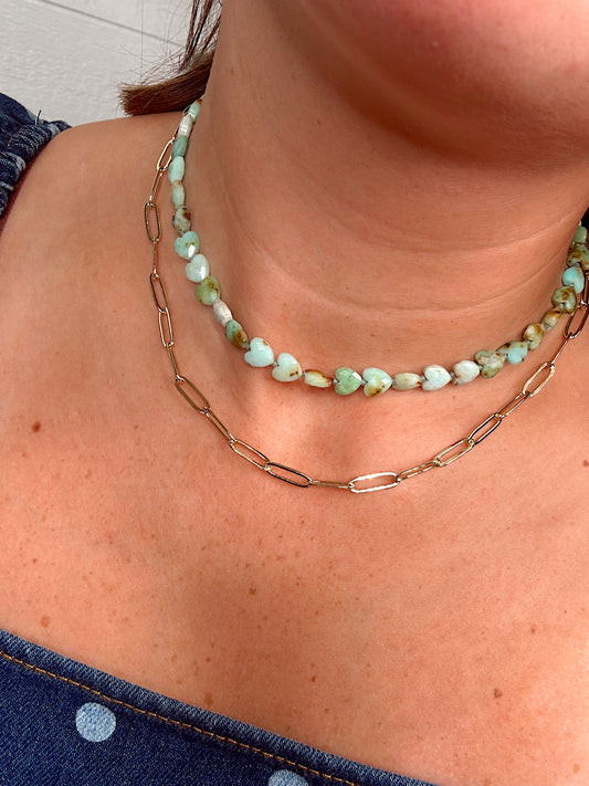 Green Opal Heart Necklace