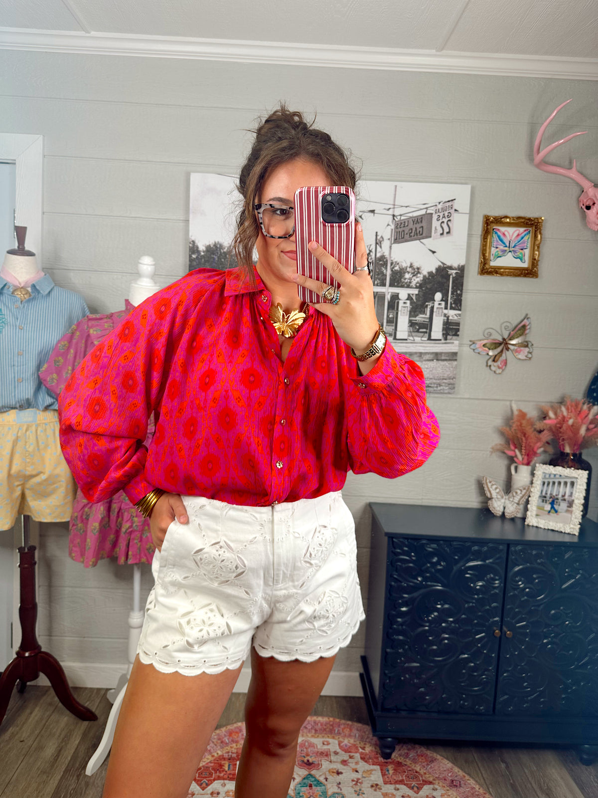 Ruby Abstract Blouse