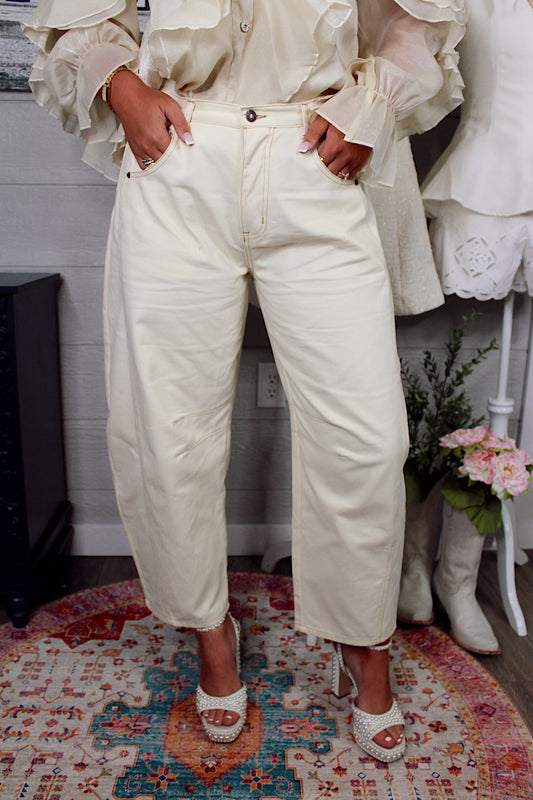 Erin Ecru Barrel Jeans