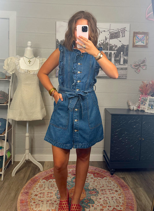Ellie Denim Ruffle Dress