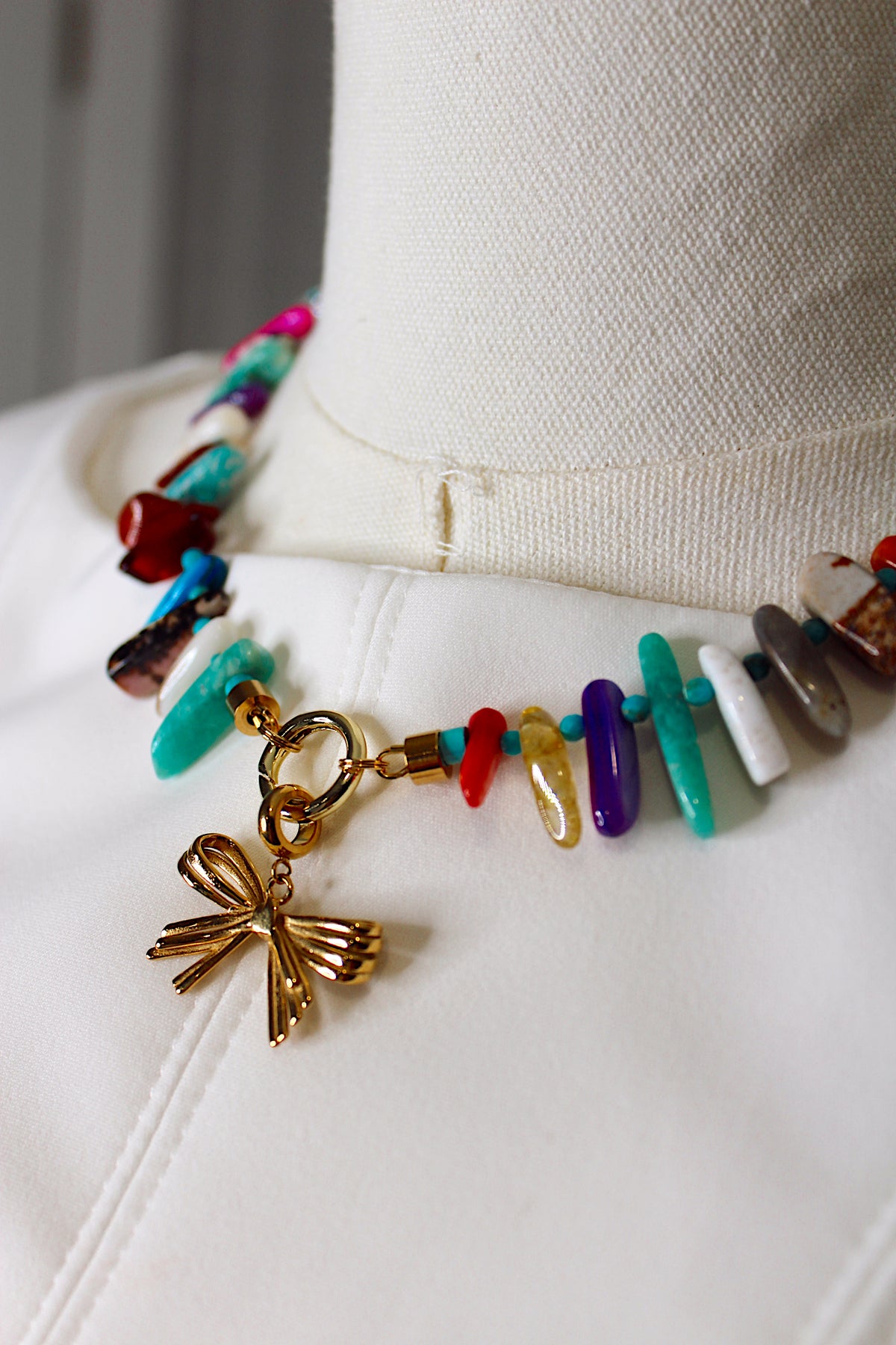 Daylen Multi Stone Charm Necklace