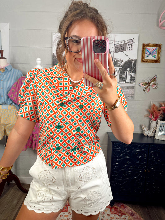 Palmer Puff Sleeve Printed Top
