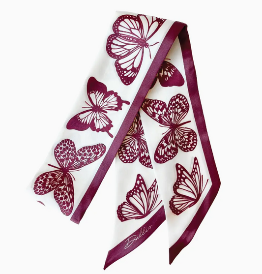 White/Maroon Butterfly Fly Away Twilly