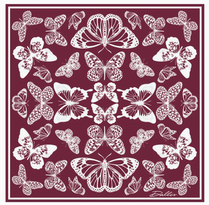 Maroon Butterfly Fly Away Wild Rag